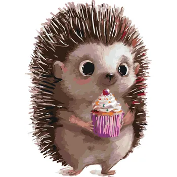 ZUTY Malování podle čísel - JEŽEK A CUPCAKE Rozměr: 40x50 cm, Rámování: bez rámu a bez vypnutí plátna