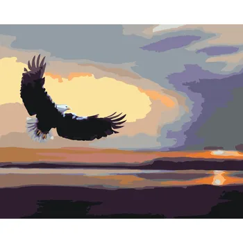 ZUTY Malování podle čísel - OREL NAD VODOU ZA SOUMRAKU (D. RUSTY RUST) Rozměr: 40x50 cm, Rámování: bez rámu a bez vypnutí plátna
