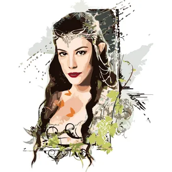 ZUTY Malování podle čísel - MALOVANÁ ARWEN (PÁN PRSTENŮ) Rozměr: 40x50 cm, Rámování: bez rámu a bez vypnutí plátna