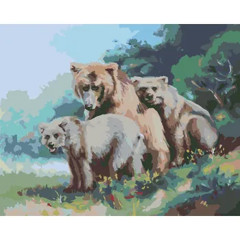 ZUTY Malování podle čísel - MEDVĚDÍ RODINKA (D. RUSTY RUST) Rozměr: 40x50 cm, Rámování: bez rámu a bez vypnutí plátna