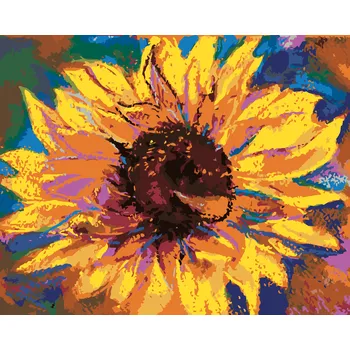 ZUTY Malování podle čísel - SLUNEČNICE NA BAREVNÉM POZADÍ Rozměr: 40x50 cm, Rámování: bez rámu a bez vypnutí plátna