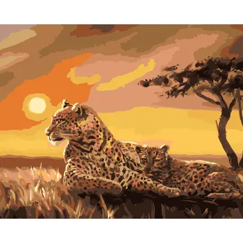 Hračka ZUTY Malování podle čísel - LEOPARDI (D. RUSTY RUST) Rozměr: 40x50 cm, Rámování: vypnuté plátno na rám