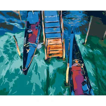 ZUTY Malování podle čísel - DVĚ GONDOLY V BENÁTSKÉM KANÁLU Rozměr: 40x50 cm, Rámování: bez rámu a bez vypnutí plátna