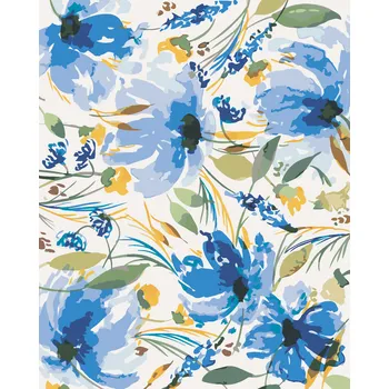 ZUTY Malování podle čísel - MODRÉ KVĚTY MEZI LISTY (ALEXANDRIA GILBERT) Rozměr: 40x50 cm, Rámování: bez rámu a bez vypnutí plátna