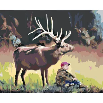 Hračka ZUTY Malování podle čísel - CHLAPEC A LOS (D. RUSTY RUST) Rozměr: 40x50 cm, Rámování: bez rámu a bez vypnutí plátna