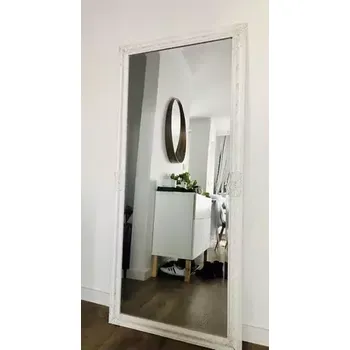 Zrcadlo Barokní zrcadlo bílé dřevěné s fazetou 162x72cm