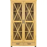 Drewmax KW724 dřevěná vitrína masiv borovice rustikal (Voskovaný borovicový nábytek)