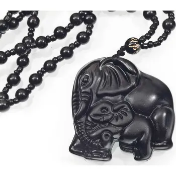 Drahý kámen River Šperky. Přívěsek. 9923110626 River Šperky. Přívěsek z Obsidiánu s motivem Slonice. 9923110626