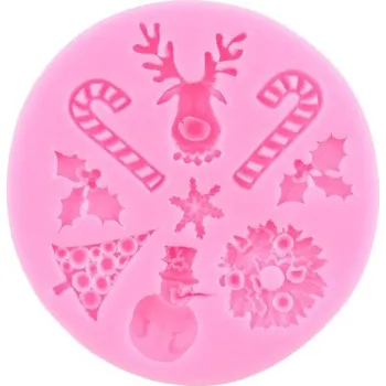 Nádoba na pečení Silikonová forma | forma na mýdlo, vánoční motiv - sob sněhulák hůlky vločka