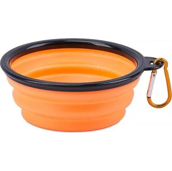 Miska pro psa Skládací silikonová miska | cestovní miska pro psa - Oranžová,1 litr