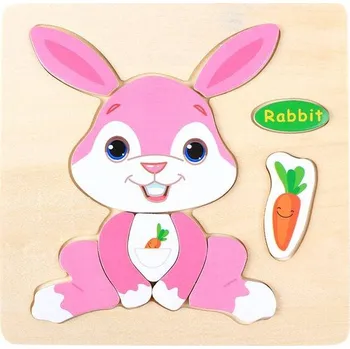 Dřevěná hračka Dřevěné skládačky | dřevěné puzzle pro nejmenší - 15 x 15 cm - Králíček