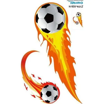 Samolepící dekorace 3D dětská tapeta | nálepka na zeď - Fotbalový míč s plameny