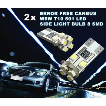 Autožárovka CAN-BUS parkovací světlo T10 (W5W) - BÍLÁ, 8xSMD, 1ks (CAN-BUS parkovací světlo T10 (W5W), 8xSMD, 1ks)