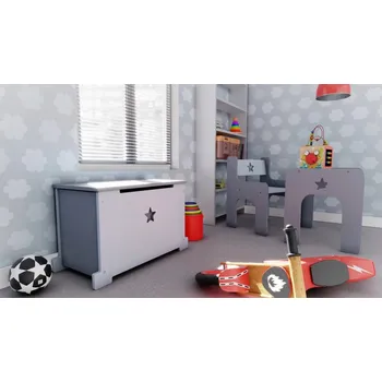 úložný prostor na hračky Dětská truhla na hračky / hvězda šedá