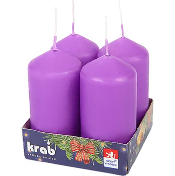 Vánoční dekorace Svíčka adventní válec 40x80 mm - fialová (4ks)