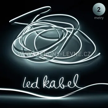 LED osvětlení Svítící elektrický drát - kabel, 2m, barva bílá 12V (Svítící kabel, barva modrá, bílá 2m)
