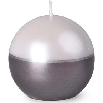 Svíčka Půlená s páskem Koule 70 mm šedá svíčka 139 gram