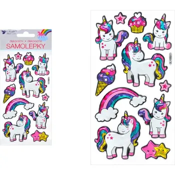 samolepka Samolepka 10422 vypouklá jednorožci 9,5 x 21 cm