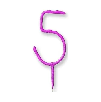 Balónek Unique Prskavka glitrová číslice 5 růžová 17,8 cm