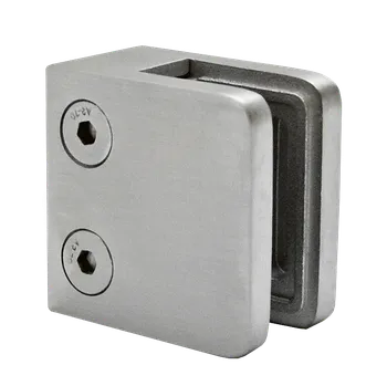 Zábradlí KOVIAN, s.r.o. svorka skla/plechu plochá (45x45x26mm) pro sklo 6-10.76mm, broušená nerez K320/AISI316, balení neobsahuje gumičky na sklo