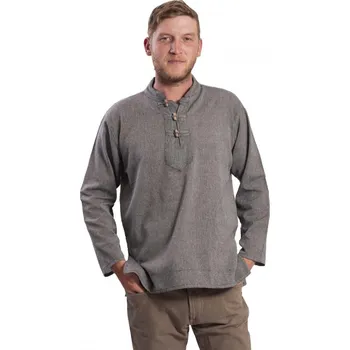 Pánská košile Košile Nepál / ETNO KURTA světle šedá 5XL