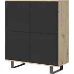 Eka Komoda s kovovými nohami EMI 4D 100 cm Barva dřeva: Dub Artisan + Černá