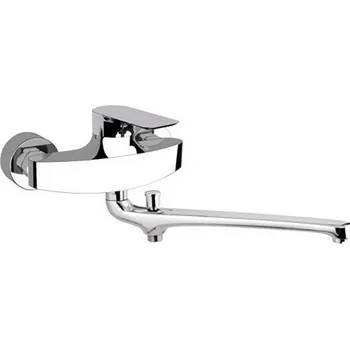 Vodovodní baterie Hopa Arno Umyvadlová/vanová nástěnná baterie, ramínko 300 mm, rozteč 150 mm, nikl broušený, BAREI4608
