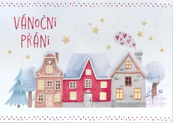 Albi Hrací vánoční přání do obálky roztomilé zasněžené domky 14,8 x 21 cm