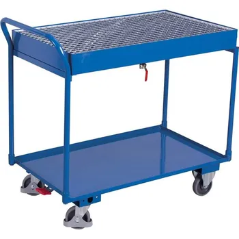 Plošinový vozík Stolní vozík VARIOfit s přídavnou záchytnou vanou a roštem, 1000 x 600 mm, nosnost 250 kg