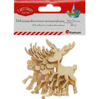 Vánoční dekorace Dřevěná dekorace, samolepící, SOBI, 6,5x5,3 cm, 10ks/bal.