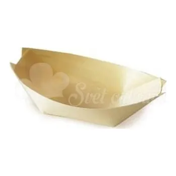 Jednorázové nádobí Dekorace miska/dřevěná lodička, 8x5,5cm, 100ks -