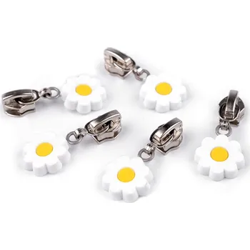 Zip Jezdec ke spirálovým zipům No 6 květ, malé, bílá