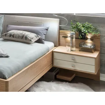 Noční stolek Noční stolek KIRUNA 1 dub/sklo champagne