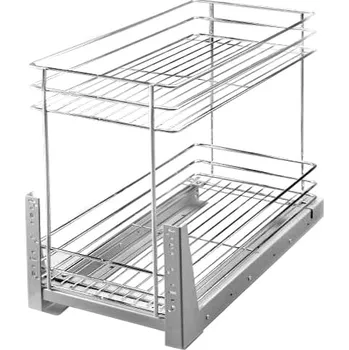 Odpadkový koš Interex design Výsuvný dvojitý koš s tlumením / Lesklý chrom 300 mm Univerzální osazení