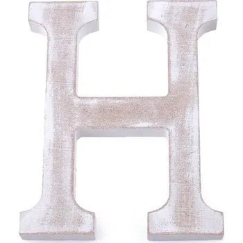 Dřevěná písmena abecedy vintage - 8 "H" bílá přírodní