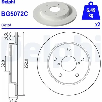 Brzdový kotouč Brzdový kotouč DELPHI BG5072C