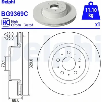 Brzdový kotouč Brzdový kotouč DELPHI BG9369C