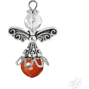 Vánoční ozdoba Anděl pro štěstí ozdoba - Achát broušený (Dekorace Anděl z korálků - Vánoční ozdoba Andílek pro štěstí)