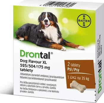 Antiparazitikum pro psa Bayer Drontal Dog Flavour XL 525/504/175 mg 2 tbl.