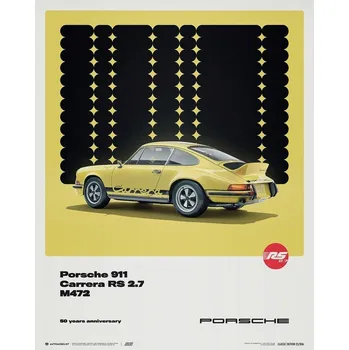 auto na autodráhu Umělecký tisk Porsche 911 Carrera RS 2.7 - 50th Anniversary - 1973 - Yellow, Automobilist