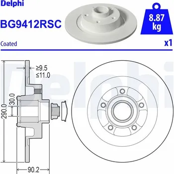 Brzdový kotouč Brzdový kotouč DELPHI BG9412RSC