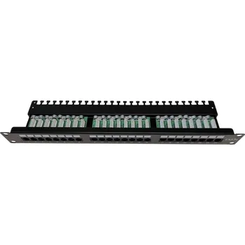 Patch panel XtendLan Patch panel 19", 24 portů, Cat5e, UTP, vyvazovací úchytky, 2xAu XL-PP19-24C5EUV-A
