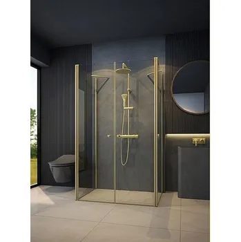 ROSS Sprchový kout nástěnný Komfort GOLD 100x90x90x190 cm Nadčasový a moderní sprchový kout z kvalitního materiálu ve zlaté barvě