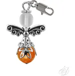 Anděl přívěsek s karabinkou - Karneol achát broušený (Přívěsek Andělíček s karabinkou - Andílek z korálků pro štěstí)