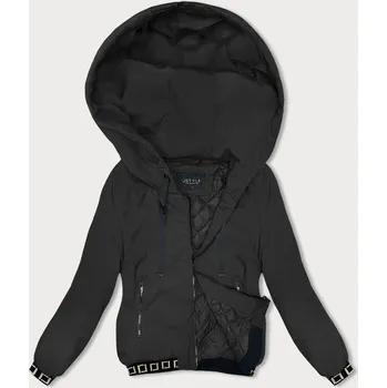 Krátká černá bunda s ozdobnými stahovacími lemy (16M9083-392) odstíny černé S (36)