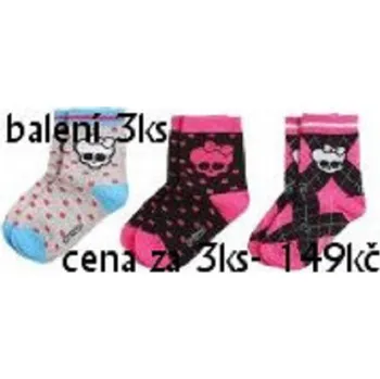 Sun City Monster High ponožky 3 páry styl A Velikost: 27-30