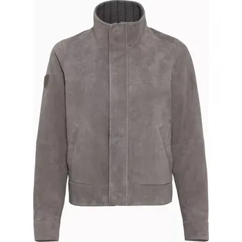 PORSCHE DESIGN Women's leather jacket 60Y Porsche 911 Limited Edition Bunda dámská kožená světle šedá (Exkluzivní dámská kožená bunda Porsche vyrobená z kozího semiše s pletenými vsádkami na stahovacím límci.)