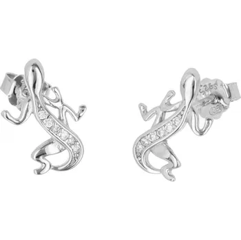 Náušnice Argento 67162 Stříbrné náušnice - ještěrka, čiré kulaté zirkony