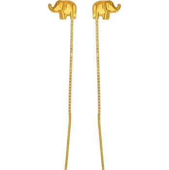 Náušnice Argento 66196 Pozlacené stříbrné náušnice s řetízkem - slon