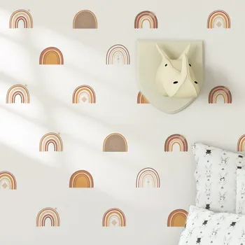 Samolepící dekorace Funlife Samolepky do dětského pokoje duhy terra cotta 5 x 6 cm